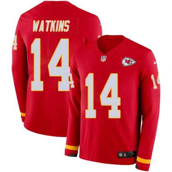 Nike Chiefs #14 Sammy Watkins Red Team Color Men Stitched NFL Limited Therma Long Sleeve Jersey